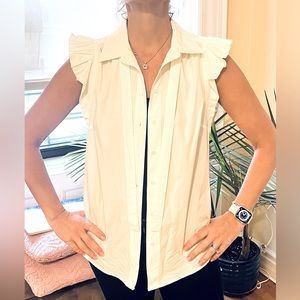 Derek Lam Ruffle Sleeve Blouse in white